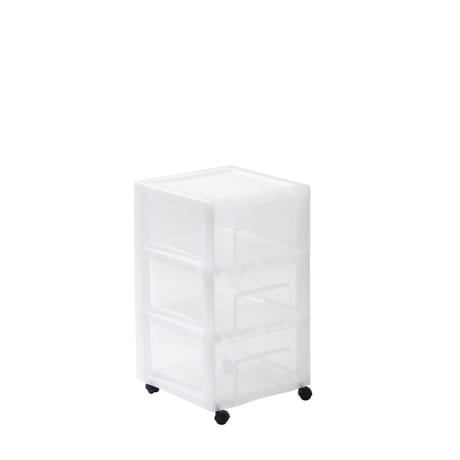 Carrefour home grande tour de rangement à roulettes transparente 3 tiroirs