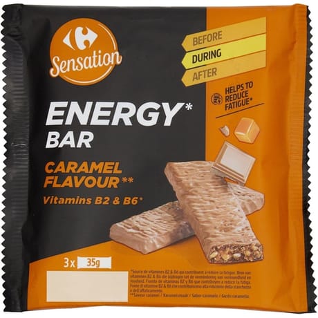 Carrefour sensation barres céréales caramel energy x3 - 105g