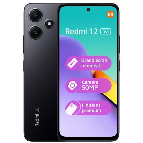 Xiaomi smartphone écran 6.79" REDMI 12 5G 128 GO NOIR