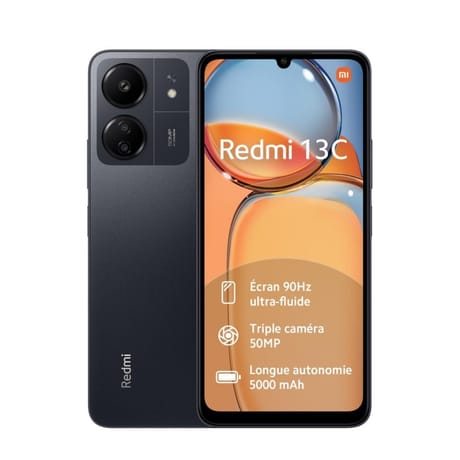 Xiaomi smartphone écran 6.74" REDMI 13C 256GO NOIR