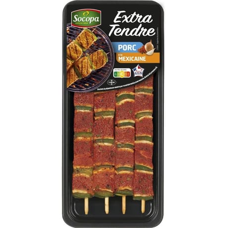 Brochettes au porc extra tendre à la mexicaine x4 340g Socopa