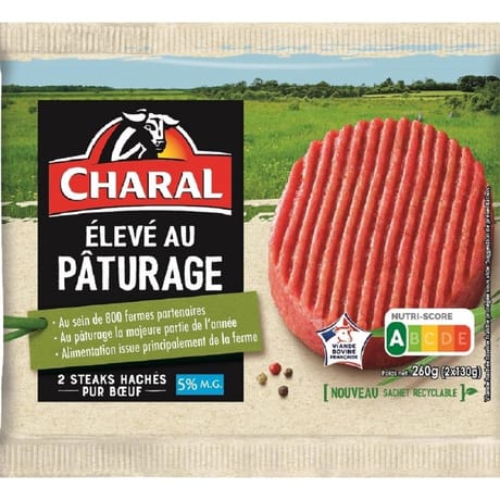 Steach haché 5% élevé au pâturage 260g Charal