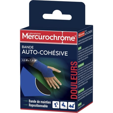Mercurochrome bande auto-cohesive 4.5m x7.5cm