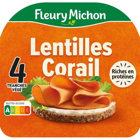 Fleury Michon les tranches végé lentille corail 4 tranches 120g