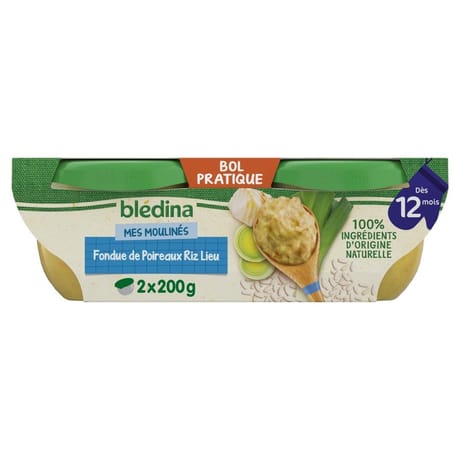 Blédina bols poireaux riz colin citronelle dès 12 mois 2x200g