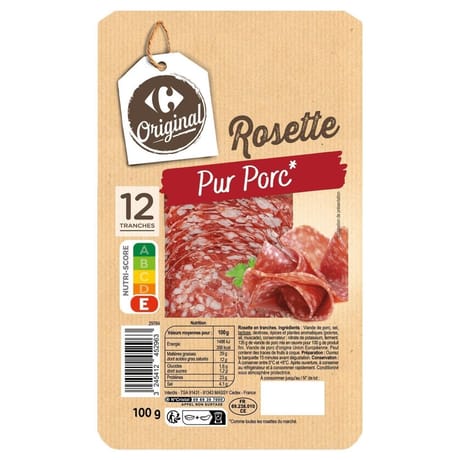 Carrefour original rosette pur porc 12 tranches 100g