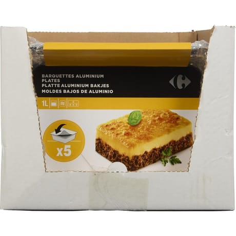 Carrefour barquettes aluminium plates 1 l  x5