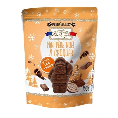 Fortwenger mini père noël à croquer au chocolat lait crispy 150g