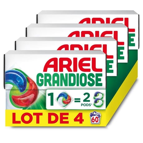 Ariel grandiose pods, lessive liquide en capsules 15 lavages, original