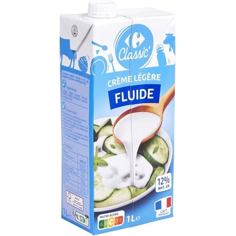 Carrefour classic crème légère fluide uht 12%mg 1l