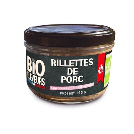 Le bio des éleveurs rillettes de porc 160g
