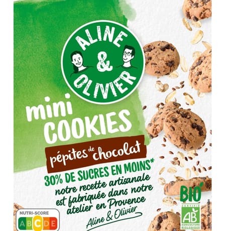 Aline et olivier mini cookies pépites de chocolat bio 170g