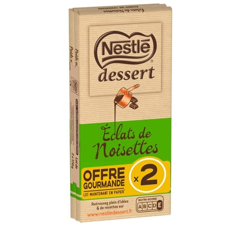 Nestlé dessert noir éclats de noisettes 2x170g - 340g