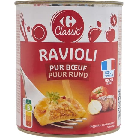 Carrefour classic' ravioli pur boeuf 800g