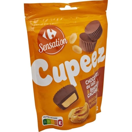 Carrefour sensation cupeez chocolat au lait 215g