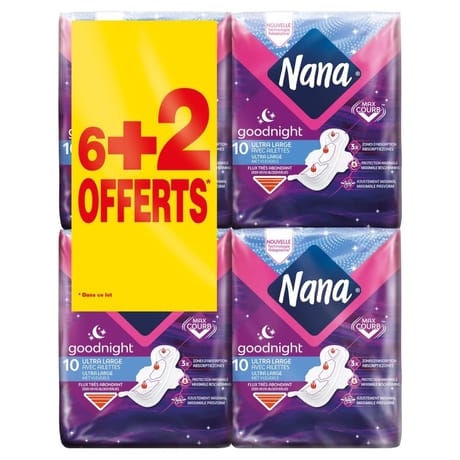 Nana 80 serviettes ultra goodnight 6+2