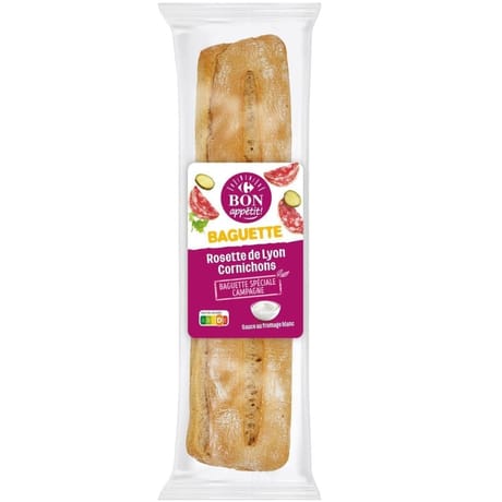 Carrefour bon appetit sandwich baguette campagne rosette 220g