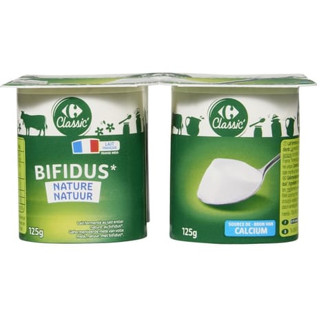 Carrefour classic yaourt bifidus nature 4x125g