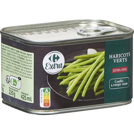 Carrefour extra haricots verts extra fins 220g