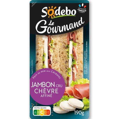 Sodebo club Le Gourmand céréales jambon cru chèvre 190g