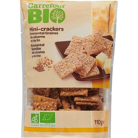 Carrefour bio mini-crackers emmental sésame lin 110g