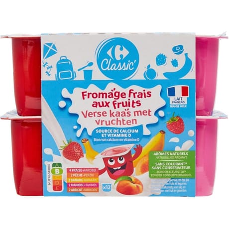 Carrefour classic fromage blanc aux fruits 12x50g
