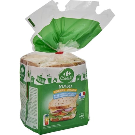 Carrefour classic' pain de mie maxi céréales 550g