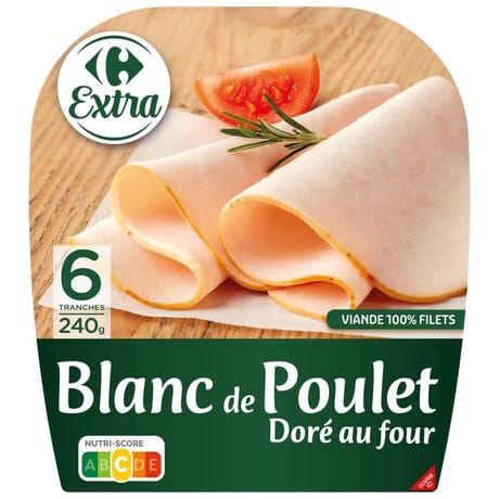 Carrefour extra blanc de poulet doré au four 6 tranches 240g