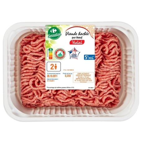 Viande hachée 5% Halal 350g Carrefour sensation