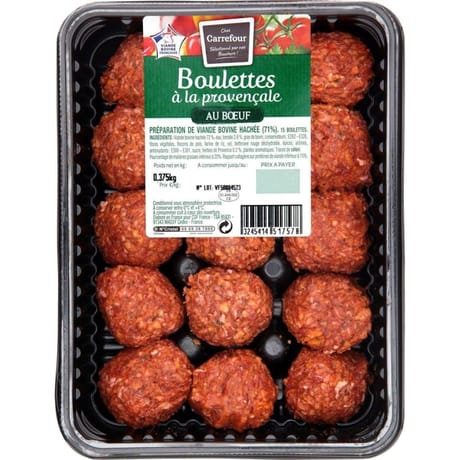 Boulettes de boeuf à la provençale x15 375g Carrefour