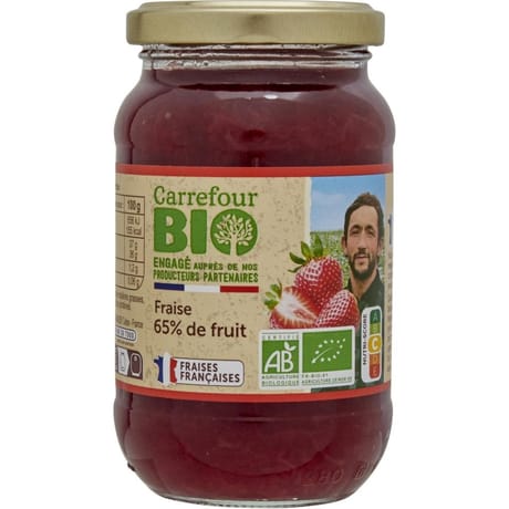 Carrefour bio confiture à la fraise allégées 310g