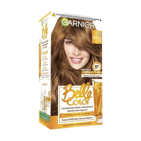 Garnier belle color coloration crème permanente 63 blond foncé doré naturel