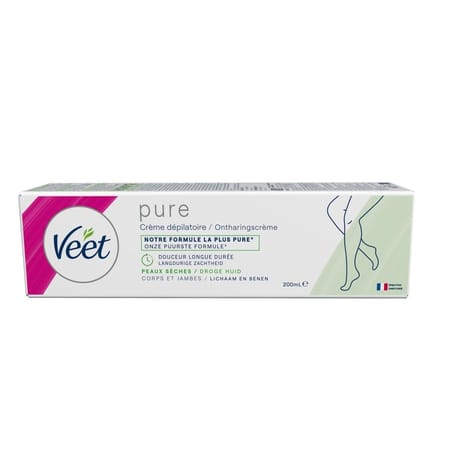 Veet pure crème dépilatoire peaux sèches corps et jambes 200 ml