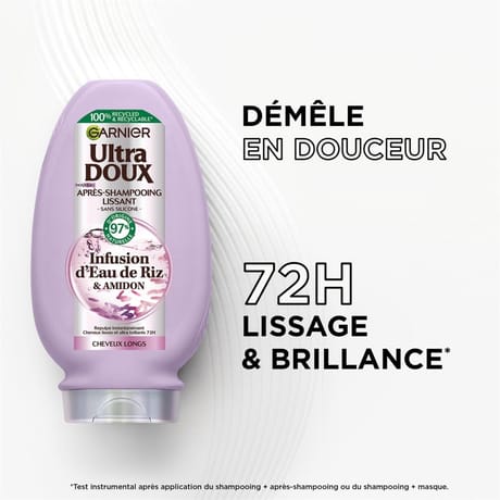 Garnier ultra doux après-shampoing lissant infusion d'eau de riz 200ml