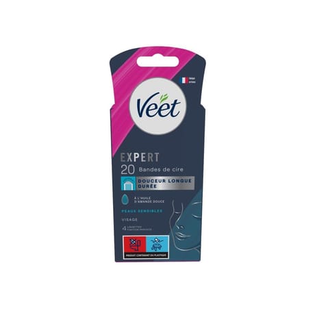 Veet expert bandes de cire visage peaux sensibles x20