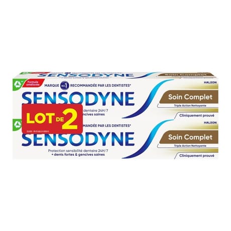 Sensodyne dentifrice soin complet triple action 2x75ml