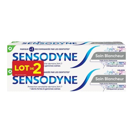 Sensodyne dentifrice soin blancheur triple action 2x75ml