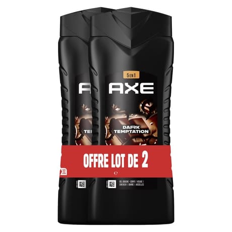 Axe gel douche homme 5en1 dark temptation 2x400ml