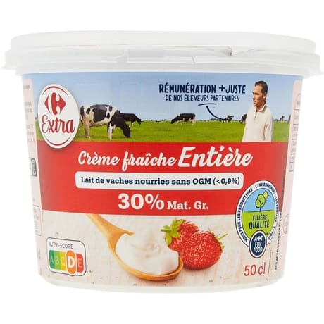 Carrefour extra crème fraiche entière 30%mg 50cl