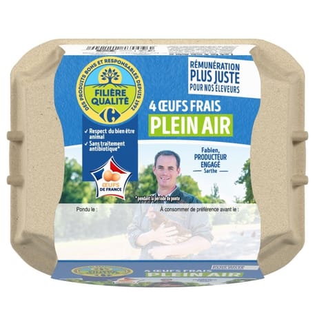 Filière qualité carrefour 4 oeufs gros plein air