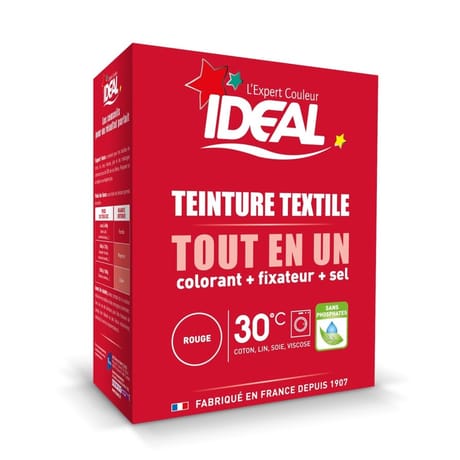 Ideal teinture tissus poudre tout en un maxi rouge (tomate cerise) 350g