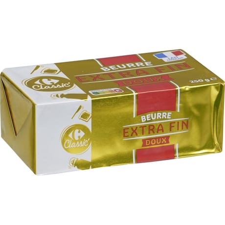 Carrefour classic beurre plaquete extra fin doux 250g