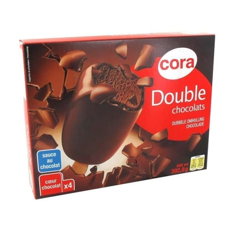 Cora bâtonnets double chocolat 4x110ml 393g
