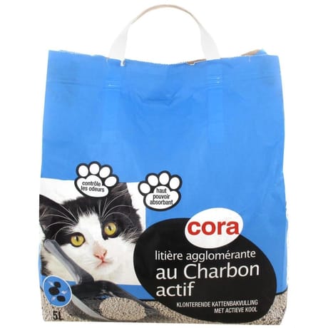 Cora litière pour chats agglomérante au charbon actif 5l