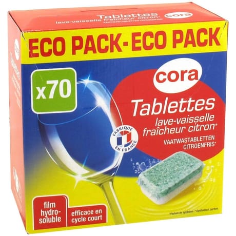 Cora tablettes lave vaisselle classique citron x70