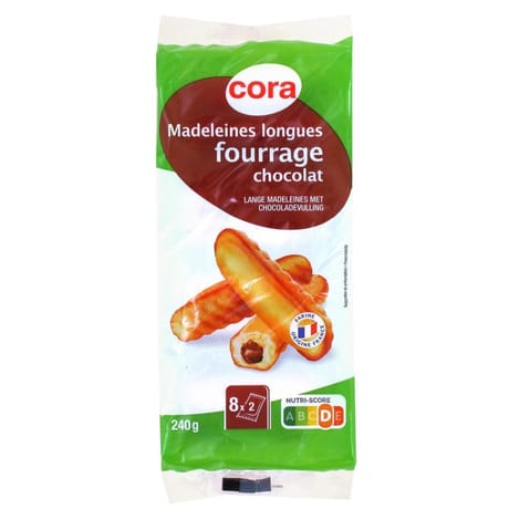 Cora madeleines longues fourrage chocolat 240g