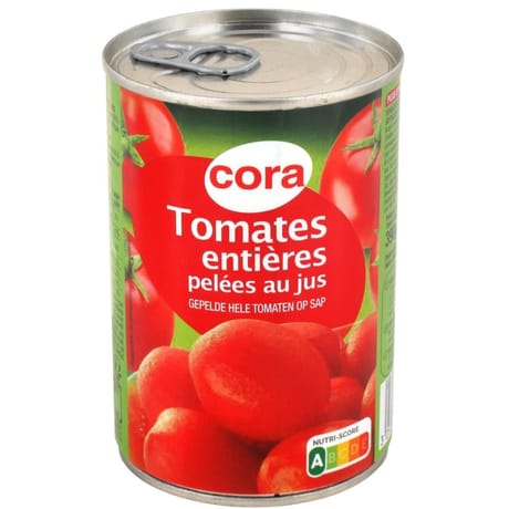 Cora tomates entières pelées au jus 1/2 240g