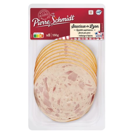 Pierre schmidt Saucisse de lyon fin 8 tranches 150 g