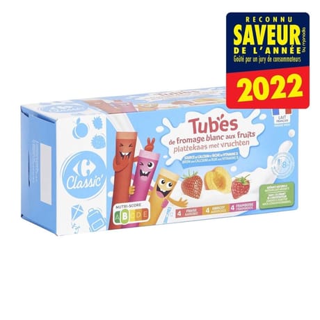 Carrefour classic tube de fromage blanc aux fruits 12x40g