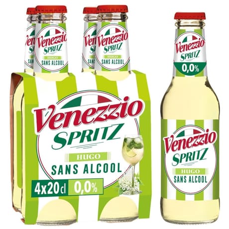 Cocktail sans alcool petillant venezzio spritz hugo 4 x 20 cl